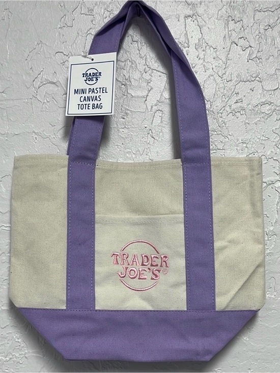 Trader Joe'S Handbags - Trader Joe's Lavender & Cream Canvas Tote